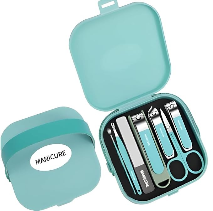 HKD SALES Nail Clippers Set 7 Pieces Stainless Steel Professional Grooming Kits, Fingernail and Toenail Clipper Cutters with Luxurious Travel Case Nail Care Tools Manicure Pedicure Kit)