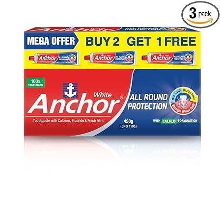 ANCHOR White Tooth Paste Toothpaste  (200 g, Pack of 3)