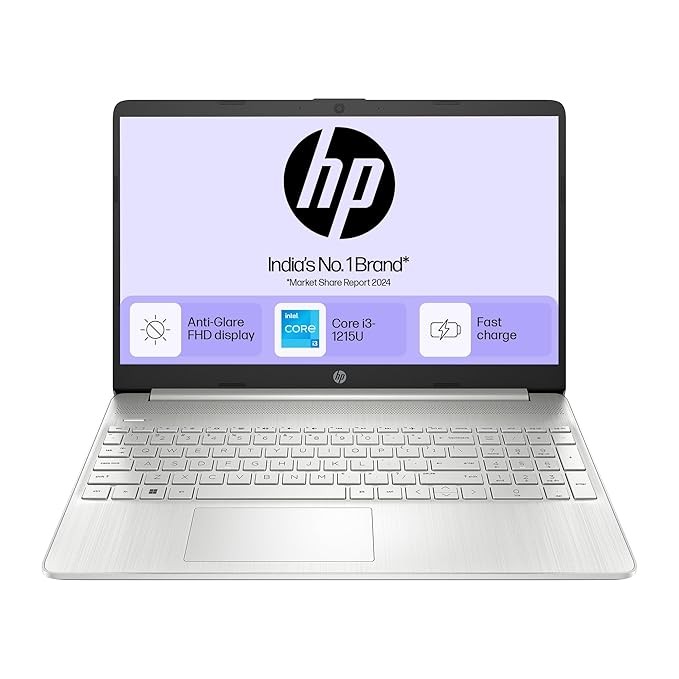 HP 15s, 12th Gen Intel Core i3-1215U (8GB DDR4, 512GB SSD) Anti-Glare, 15.639.6cm,FHD, Win 11, MS Office 21, Silver, 1.69kg, fy5006tufd0751tufd0752tu, UHD Graphics, HD Camera, Dual Speakers Laptop
