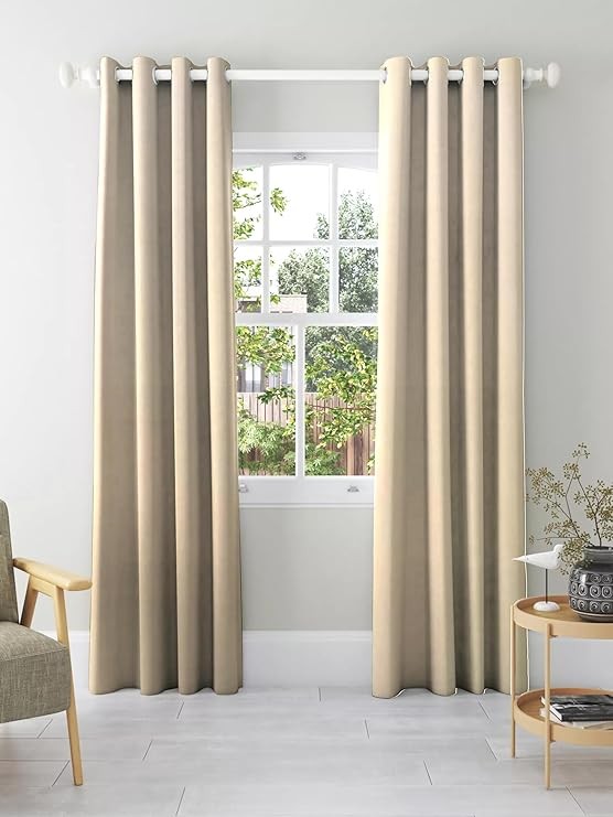 Room Darkening Blackout Door Curtains, 100% Room Darkening | 7 Feet |Set of 2| Plain Design | for Living Room and Bedroom | 115cmx210cm