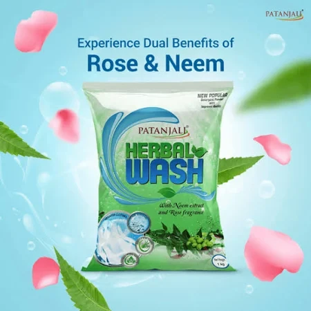 PATANJALI Herbal Wash Detergent Powder, Dissolves Easily & Removes Tough Stains Detergent Powder  (1 kg)