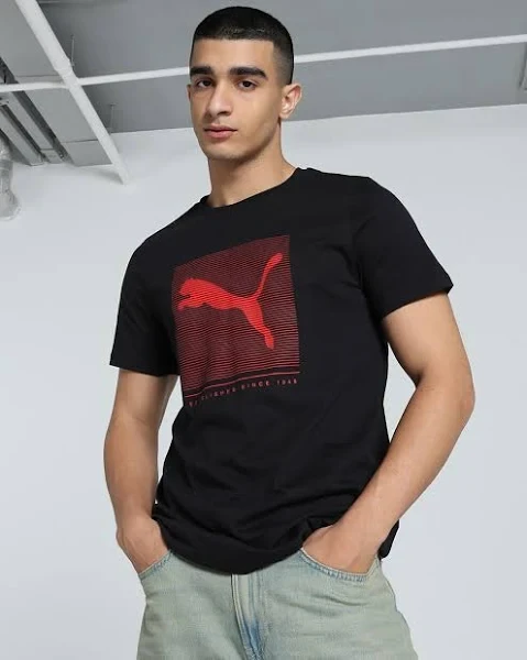 Striped Logo Graphic Slim Fit T-Shirt