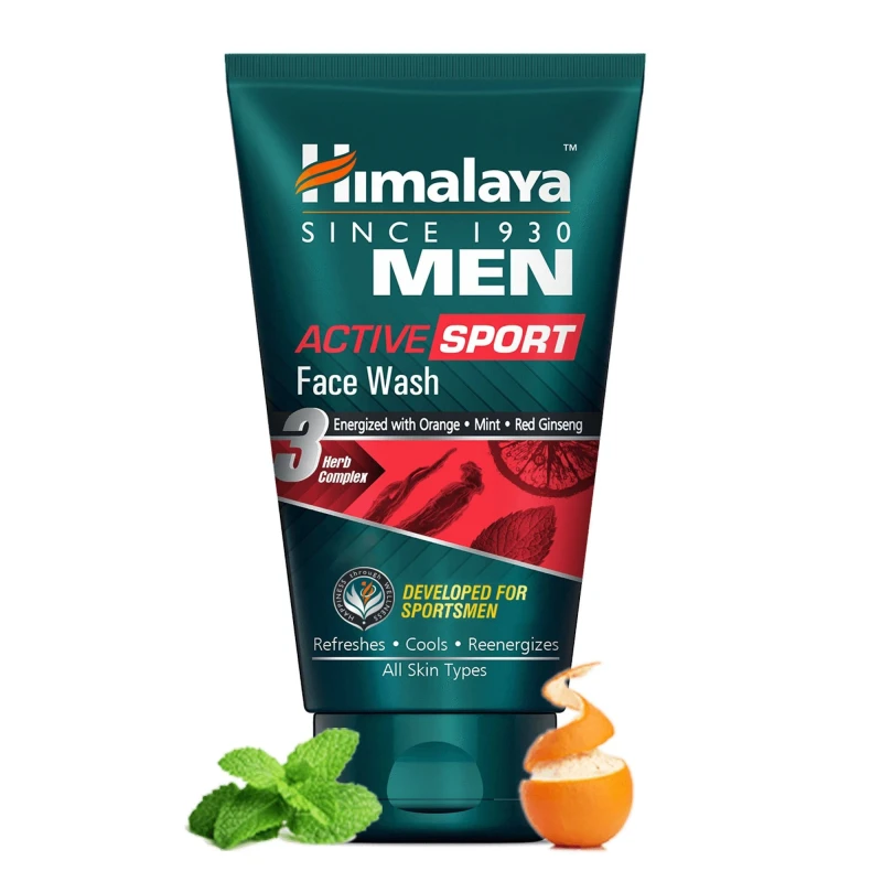 Himalaya Men Active Sport with 3 herb Complex for Cool, Refreshed & Energized skin Face Wash  (100 ml)