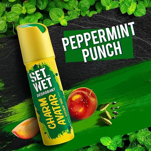 SET WET Deodorant For Men Charm Avatar Peppermint Punch, 150ml