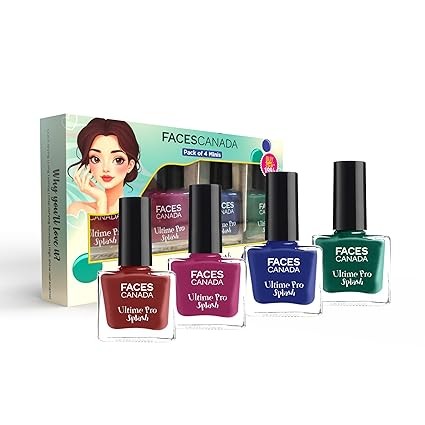 FACES CANADA Ultime Pro Splash Mini Nail Enamel Combo Kit - Vintage Vibes  Pack of 4 (5ml x 4)  Glossy Nail Polish Set  Quick Drying  High Shine  Chip Resistant  Long Lasting (20 ml)