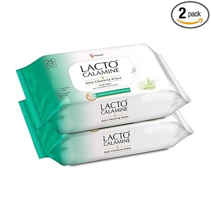Lacto Calamine Daily Cleansing wipe with Aloe, Cucumber, Vitamin E, Paraben & Alcohol Free Makeup Remover  (50)