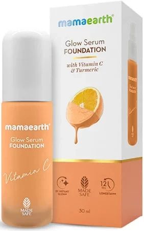 Mamaearth Glow Serum Foundation with Vitamin C & Turmeric for 12-Hour Long Stay Foundation  (Nude Glow, 30 ml)