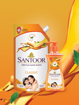 Santoor by Wipro Classic Gentle with Goodness of Sandalwood & Tulsi Hand Wash Pouch  (650 ml)