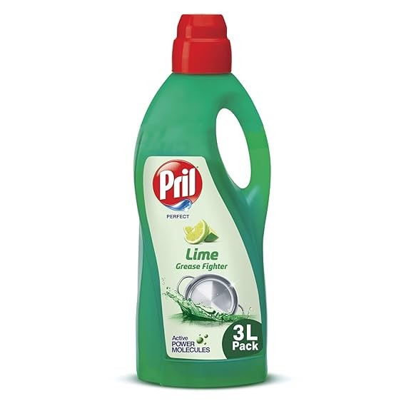 Pril Lime Liquid Dishwash Gel - 2 L | Dish Cleaning Liquid Gel with German Technology - Active Power Molecules Leaves No Residue, Grease Cleaner For All Types of Utensils