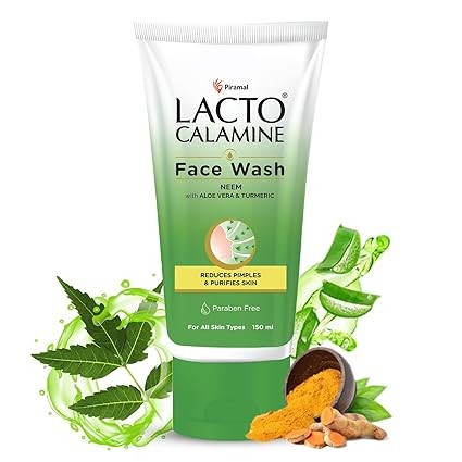 Lacto Calamine Facewash with Neem, Aloe Vera & Turmeric |Niacinamide & Salicyclic acid| Reduces pimples, Purifies skin & Oil control| Paraben Free| Suitable for all skin types | Pack of 1 Face Wash  (