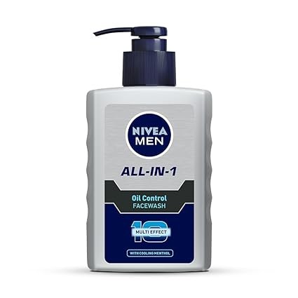 Nivea Men All In One with Cooling Menthol, Fight Acne & Pimple, 10 Multi Effect with Pump Face Wash  (150 ml)