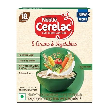 CERELAC Baby Cereal With Milk, Multigrain Dal Veg, From 12 To 24 Months, Stage 4, Source Of Iron & Protein ,Bag-In-Box Pack 300g