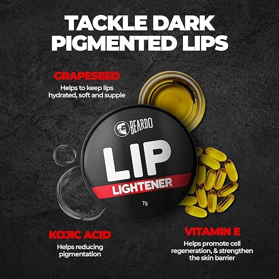 Beardo Lip Lightener for Men, 7g | Non Tinted Lip Balm for Men | Lip Balm for Dark Lips | Lip Mask for Dry & Chapped Lips | Lip Care for Smooth, Soft & Pink Lips