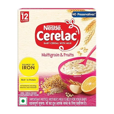 CERELAC Baby Food Cereal | No Preservatives | Multigrain & Fruits for 12 to 24 Months Baby | Source of Iron & Protein | Instant Cereal | 300g