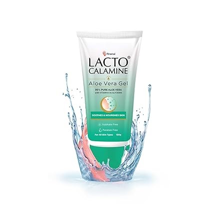 Lacto Calamine Aloe Vera Gel For Face | 150g | Moisturizer For Face With 99% Pure Natural AloeVera, Vitamin E & Glycerin For Hydrating Skin, Body & Hair | No Parabens, No Sulphates
