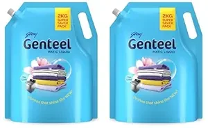 Genteel Matic Liquid Detergent Refill Pouch for Top load Washing - 2kg | No Soda Formula | with Added Fabric Conditioner