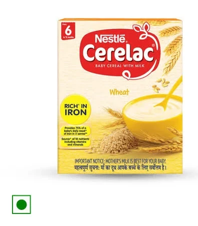 Nestle Cerelac Wheat Baby Cereal (With No Refined Sugar, 6-24 Months)