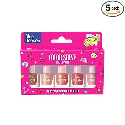 Blue Heaven Color Shine Nail Polish pack of 5, Glossy Gel Finish Nail Paint with Stunning Colors for every Occasion - 9to5 Hustle, 25ml