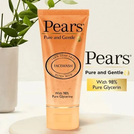 PEARS Pure and Gentle Daily Cleansing Facewash, Mild Cleanser With Glycerine, Balances PH, 100% Soap Free, 150 g